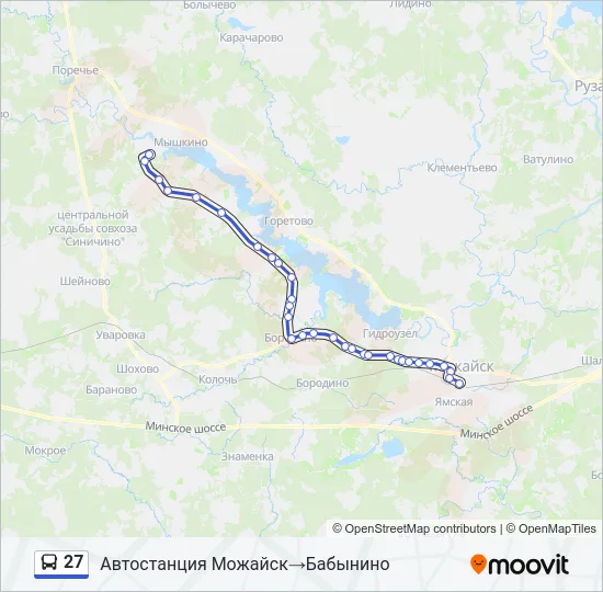 Автобус 27: карта маршрута