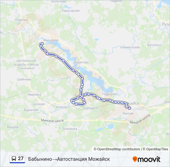 Автобус 27: карта маршрута