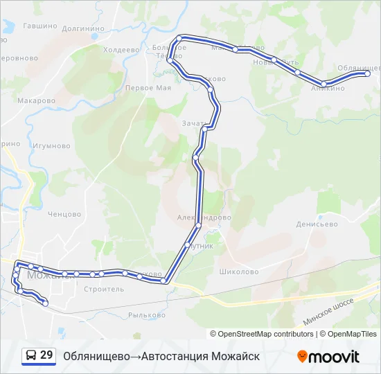 Автобус 29: карта маршрута