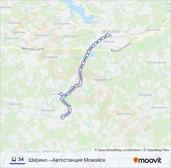 Автобус 34: карта маршрута