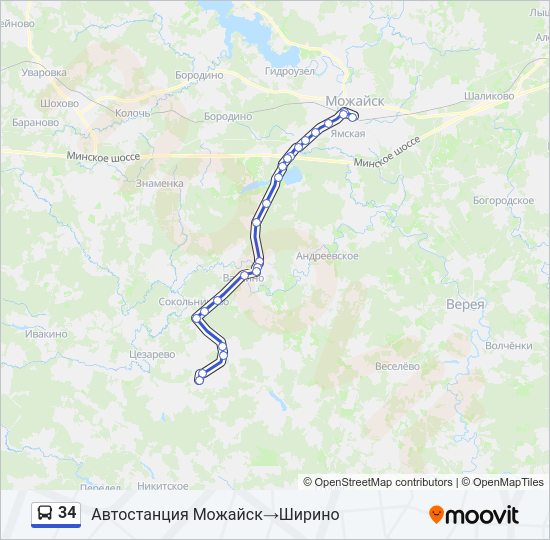 Автобус 34: карта маршрута