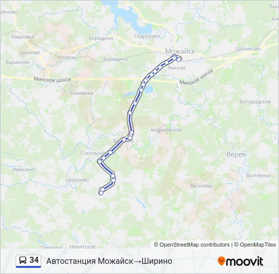 Автобус 34: карта маршрута