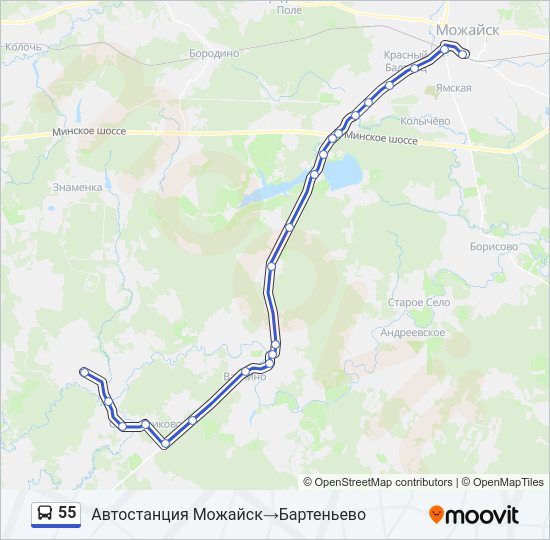Автобус 55: карта маршрута