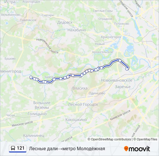 Автобус 121: карта маршрута