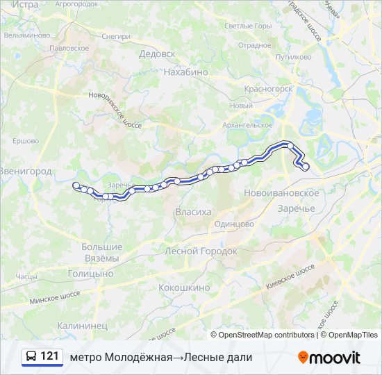 Автобус 121: карта маршрута