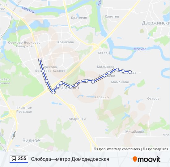 Автобус 355: карта маршрута