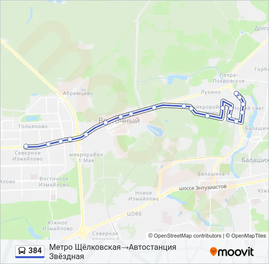 384 Bus Line Map