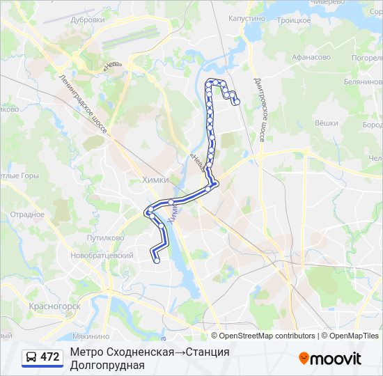 Автобус 472: карта маршрута