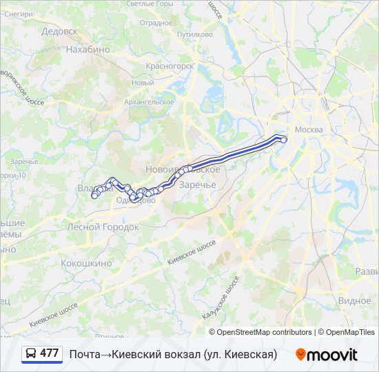 Автобус 477: карта маршрута