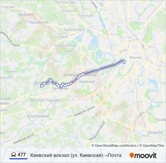 Автобус 477: карта маршрута