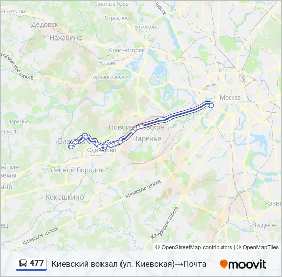 Автобус 477: карта маршрута