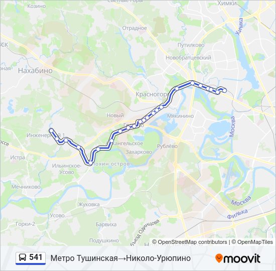 Автобус 541: карта маршрута