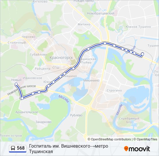Автобус 568: карта маршрута