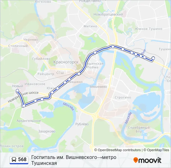 Автобус 568: карта маршрута