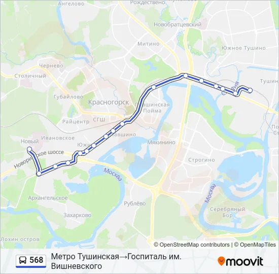 Автобус 568: карта маршрута