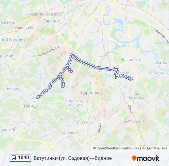 Автобус 1040: карта маршрута