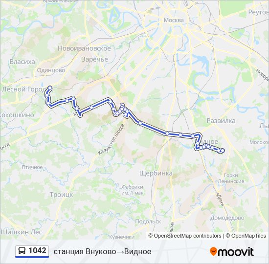 Автобус 1042: карта маршрута