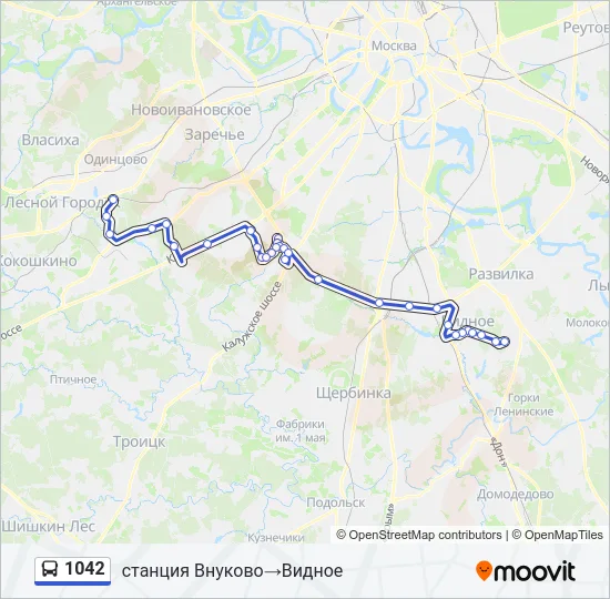 Автобус 1042: карта маршрута