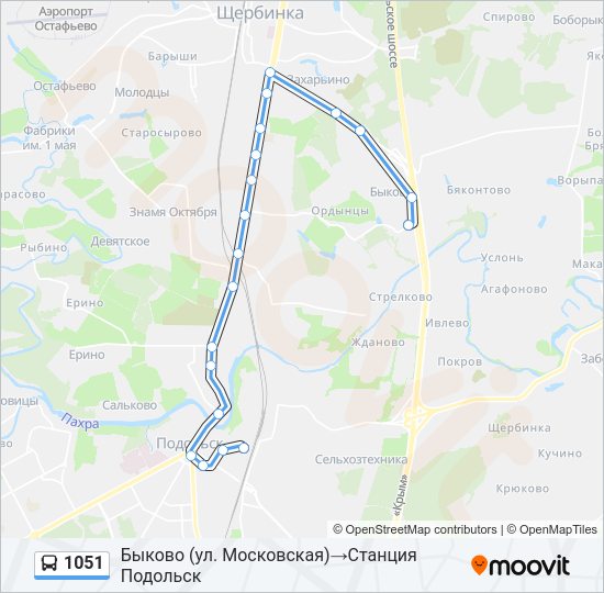 Автобус 1051: карта маршрута