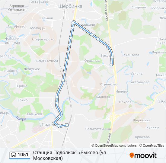 Автобус 1051: карта маршрута