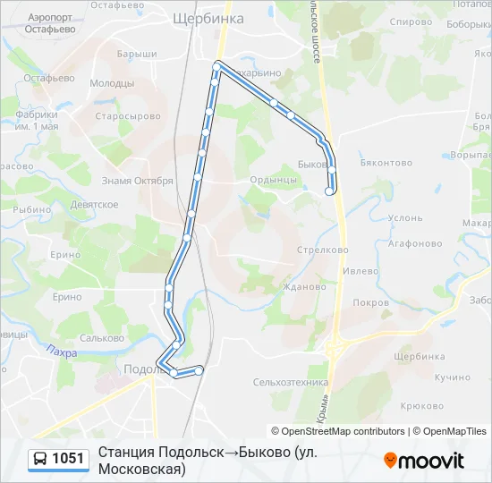 Автобус 1051: карта маршрута