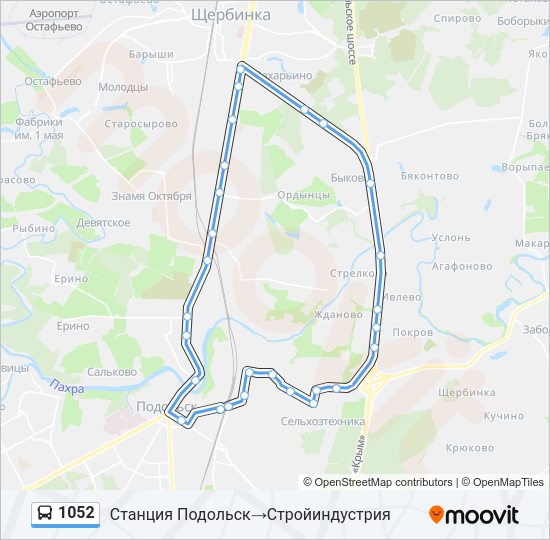 Автобус 1052: карта маршрута