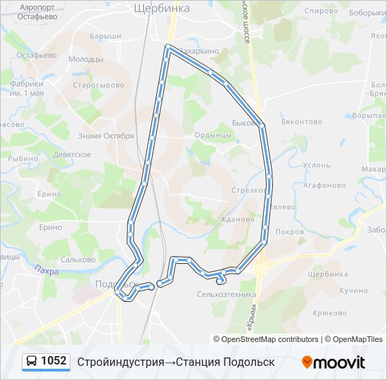 Автобус 1052: карта маршрута
