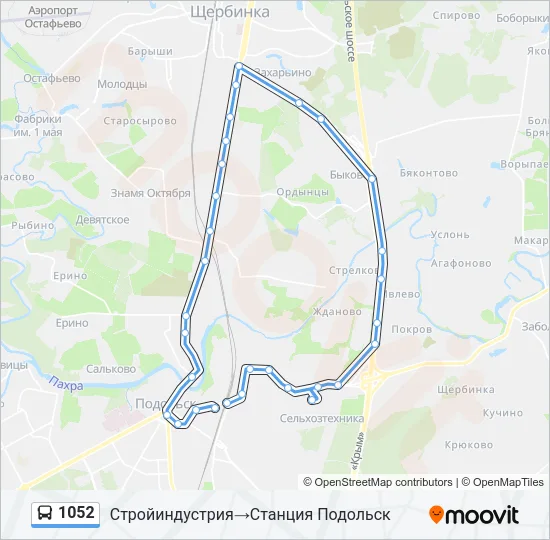 Автобус 1052: карта маршрута