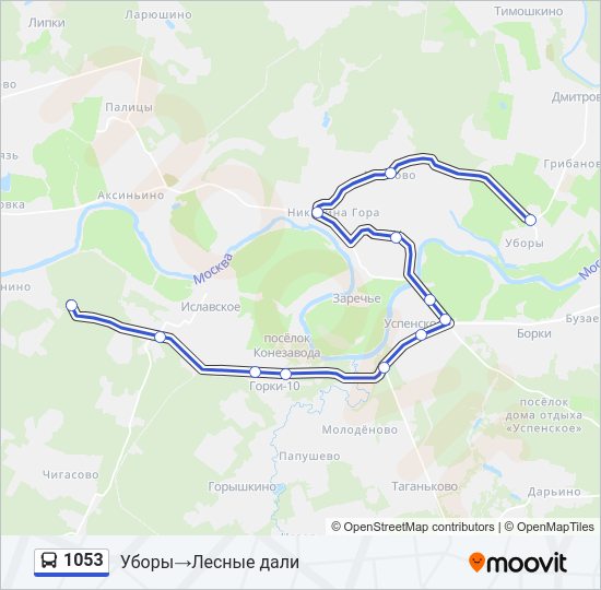 Автобус 1053: карта маршрута