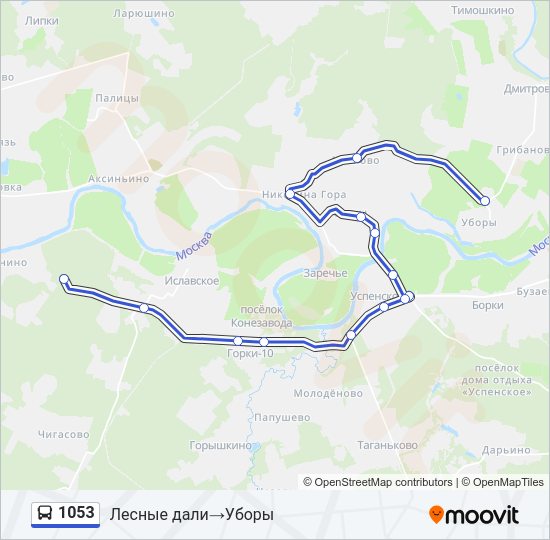 Автобус 1053: карта маршрута