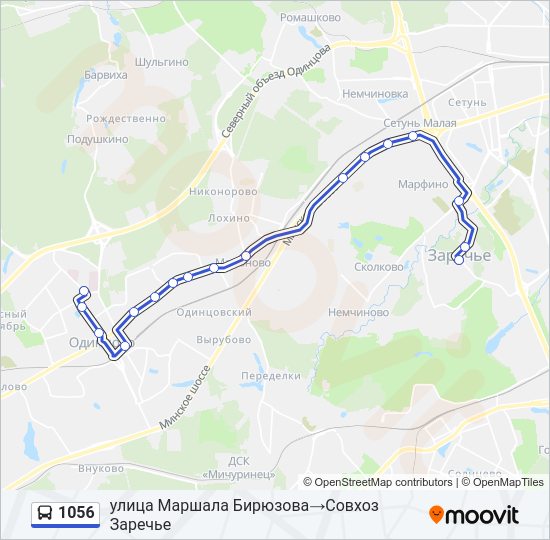 Автобус 1056: карта маршрута