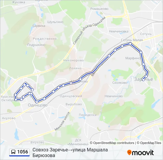 Автобус 1056: карта маршрута
