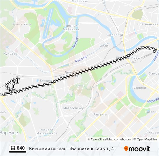 Автобус 840: карта маршрута