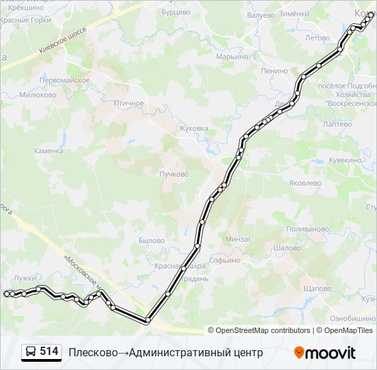 Автобус 514: карта маршрута