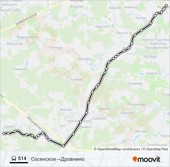 Автобус 514: карта маршрута