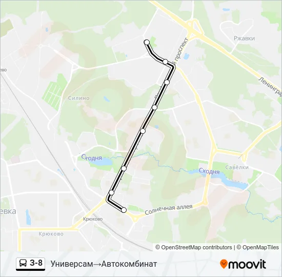 Автобус З-8: карта маршрута
