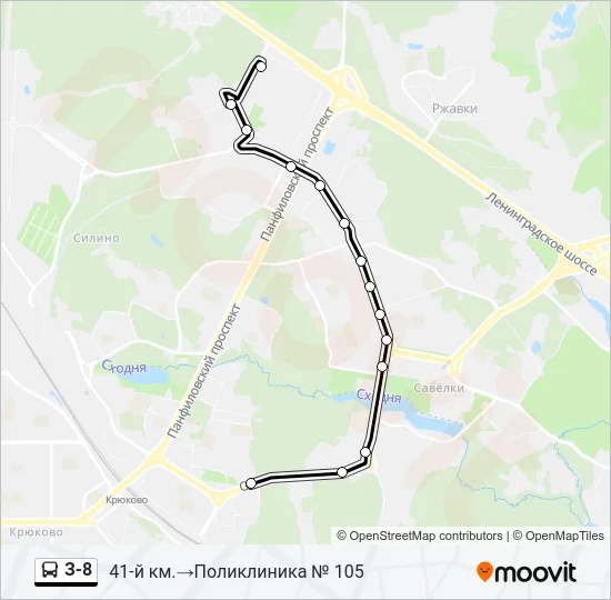 Автобус З-8: карта маршрута