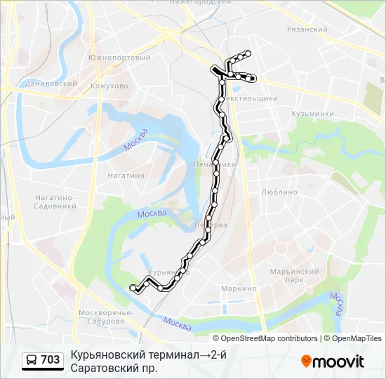 Автобус 703: карта маршрута