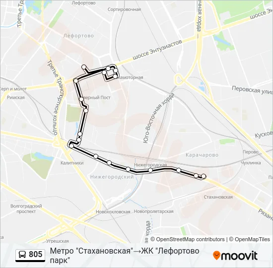 Автобус 805: карта маршрута
