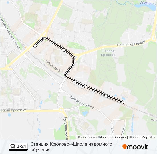 Автобус З-21: карта маршрута