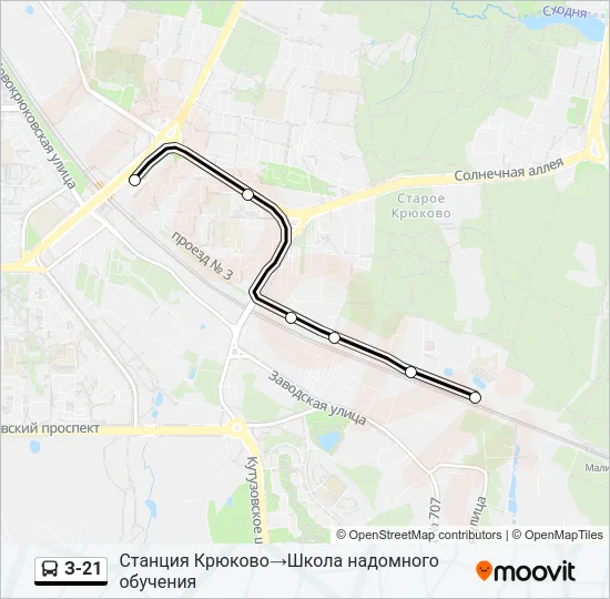 Автобус З-21: карта маршрута