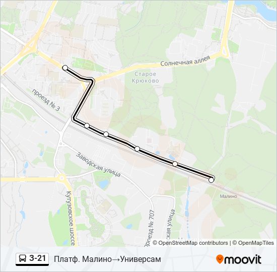 Автобус З-21: карта маршрута