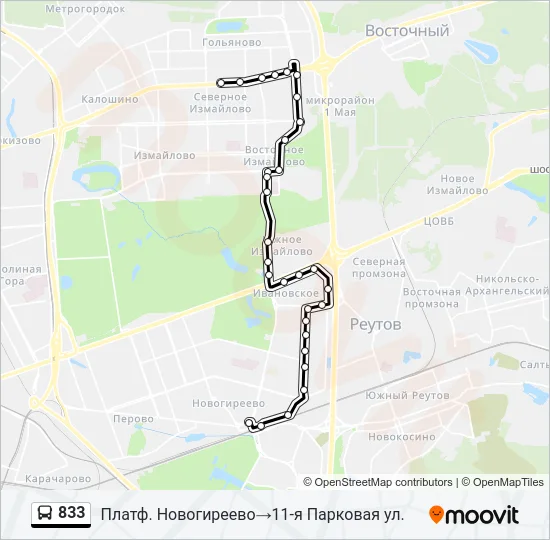 833 Bus Line Map
