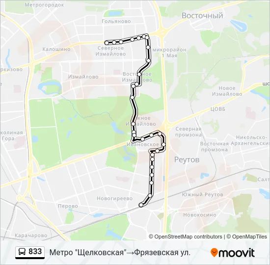 833 Bus Line Map