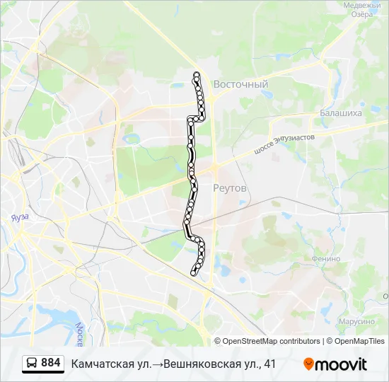 884 Bus Line Map