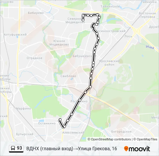 93 Bus Line Map