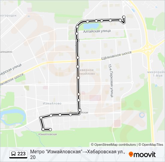 Автобус 223: карта маршрута