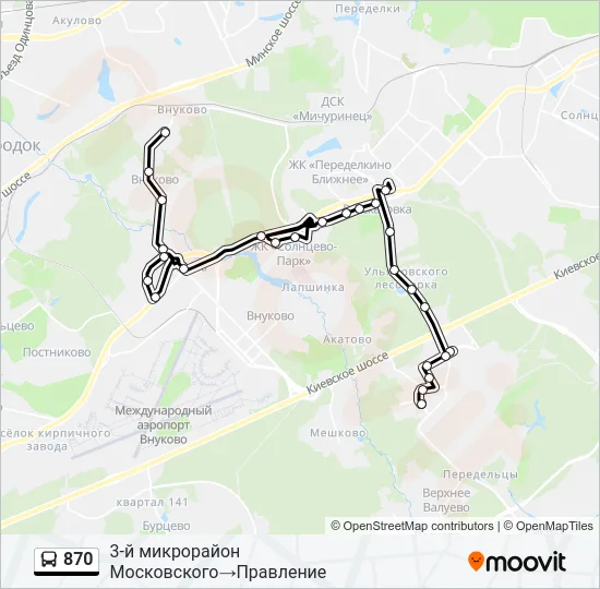 870 Bus Line Map