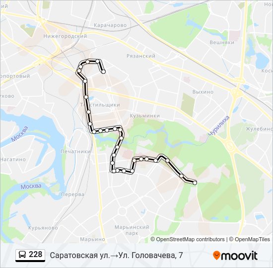 Автобус 228: карта маршрута