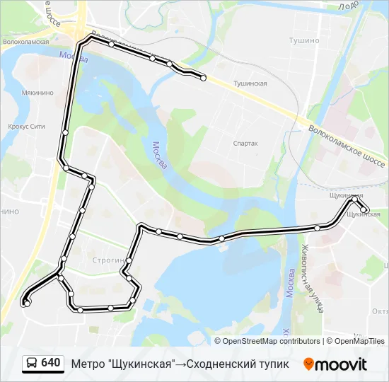 Автобус 640: карта маршрута